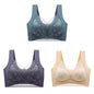 3Pcs Women Lace Bra Perspective Push Up Ice Silk Deep V Bralette Bra Sexy Lingerie Tops Plus Size Cup Mom's underwear L-5XL
