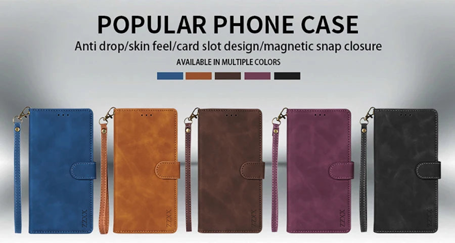 ZZXX Wallet Card Slot Holder Magnetic Flip Leather Case For iPhone 15 Pro Max 14 Plus 13 Mini 12 11 X XS XR SE 2022 8 7 6s Cover