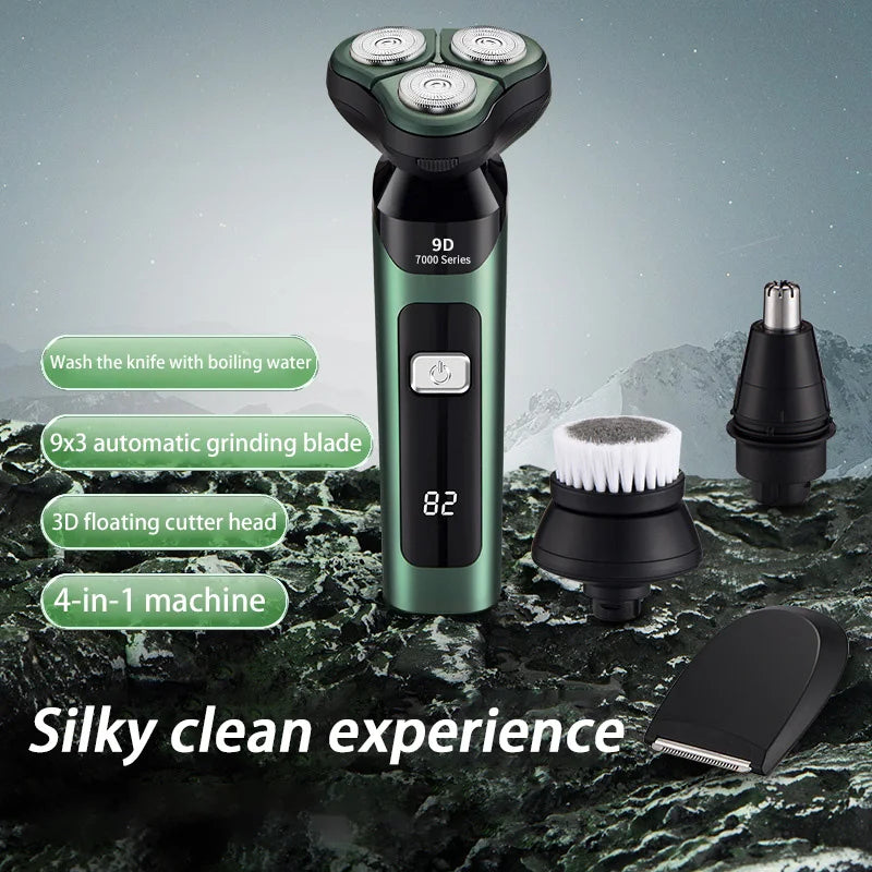 Men's Electric Shaver Intelligent Digital Display Waterproof Full Body Wash High Power Rechargeable Beard Trimmer
