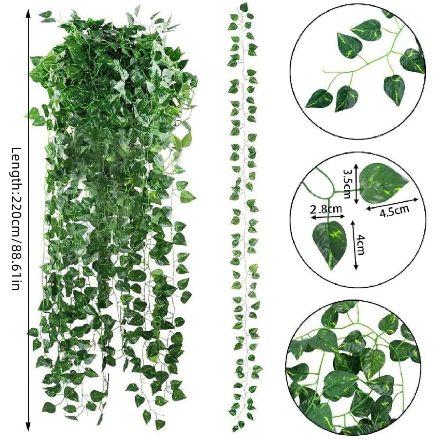 4/10M Artificial Plant Green Ivy Leaf Garland Fake Plant Creeper Hanging Vine Outdoor DIY Garden Wall Wedding Party Home Decor