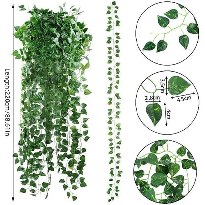 4/10M Artificial Plant Green Ivy Leaf Garland Fake Plant Creeper Hanging Vine Outdoor DIY Garden Wall Wedding Party Home Decor