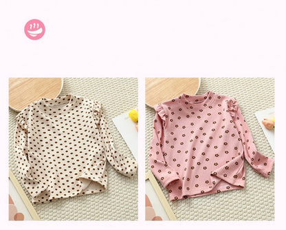 1pcs Autumn Winter Children's T-Shirts Baby Floral Print Tops Kids Round Neck Long Sleeve Base Shirt Girls Tshirts Clothes