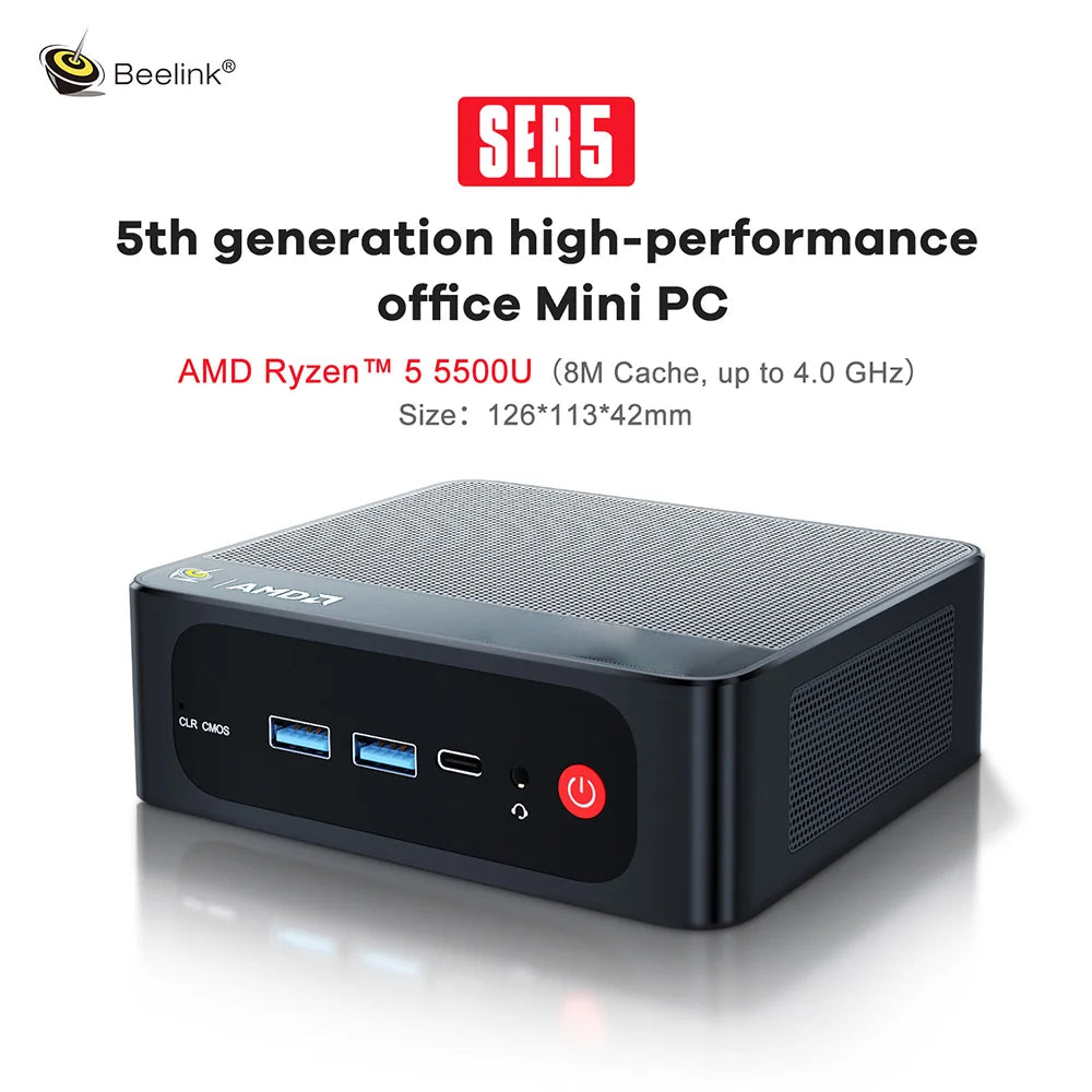 Beelink SER5 Max AMD Ryzen7 7735HS R3 3200U R5 5500U 5625U 16G RAM 500G SSDNVME Mini PC Suppor 4K Type-C Gaming Desktop Computer