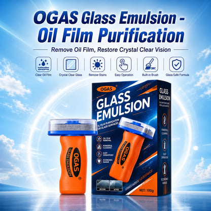 OGAS 2G Upg 100g Car Glass Oil Film Remover Emulsion with Built-in Brush Windshield Glass Cleaner Streak-Free Anti-Glare Clear
