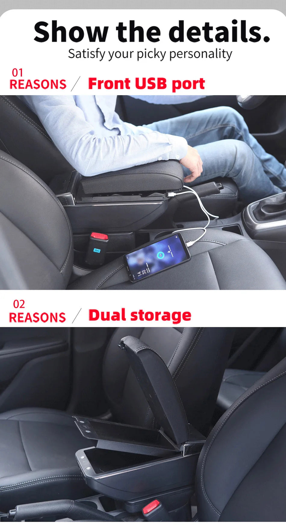 For Kia Picanto Armrest Box For Kia Picanto 3X-Line interior Retrofit parts car accessories Storage box Simple installation
