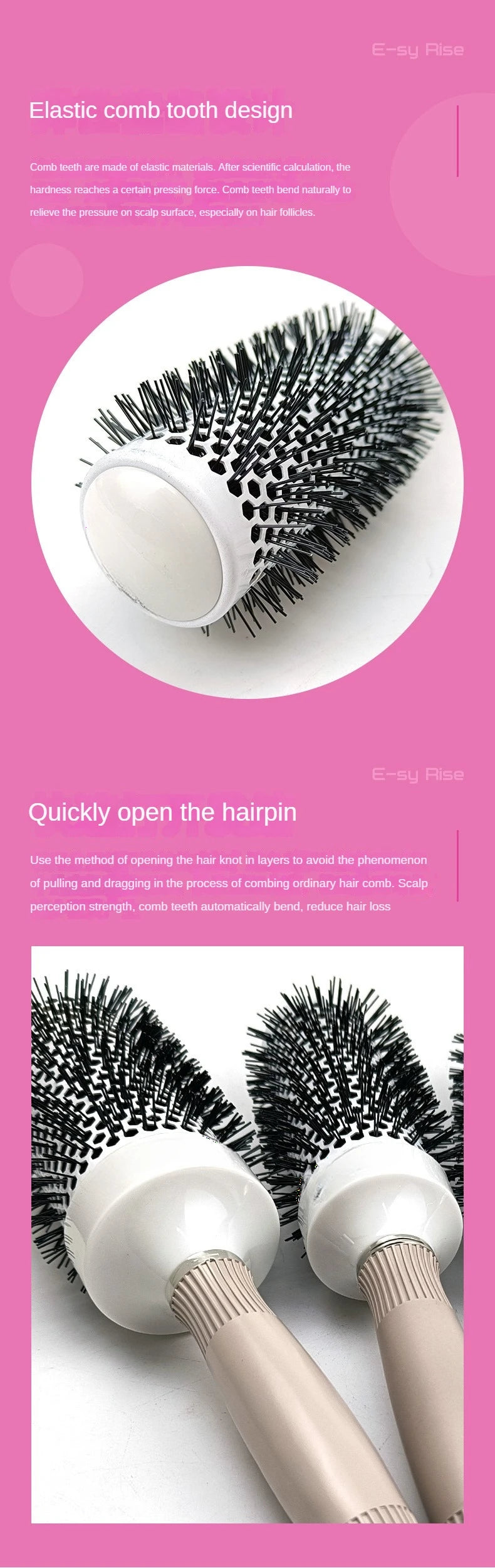 Hair Comb Professional Salon Hair Brush Hair Styling Hairbrush Hairdressing Comb Round Curly Hair Rollers Tools Blue