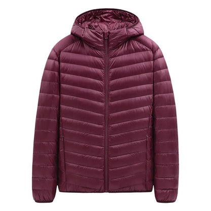 Men's Stand-Collar Hooded Lightweight Down Jacket for Winter - 90% Duck Down, Sporty, Warm & Versatile (Couple Style Available)