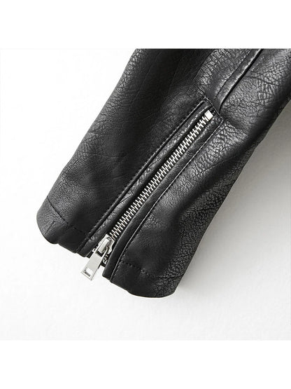 Ailegogo Spring Women Graffiti Print Pu Faux Leather Short Jacket Streetwear Female Retro Slim Zipper Moto Biker Coat Outwear