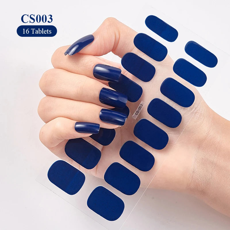 14/16Tips Full Cover Gradient Nail Stickers Multi Color Self Adhesive Slider No Need UV Lamp Cured Press ON Nail Decal