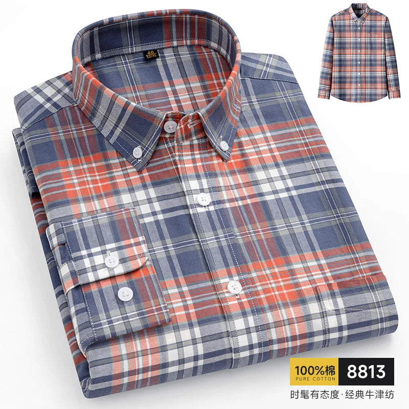 The new 10XL and 11XL oversized Oxford fabric men's shirt is 100% pure cotton, fashionable, casual and business without ironing