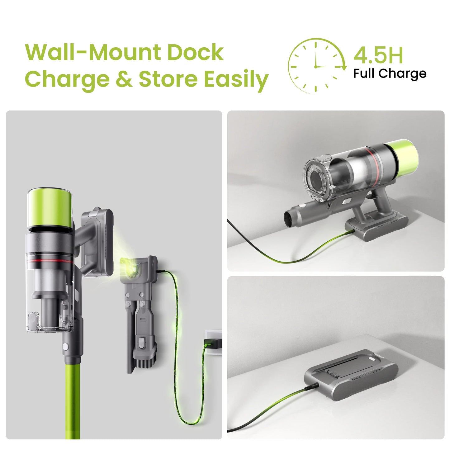 SmartAI V6 80Mins Cordless Vacuum Cleaner 65KPA 650W Powerful Suction Vacuum, 24000mAh Big Battery Vacuum Cleaner