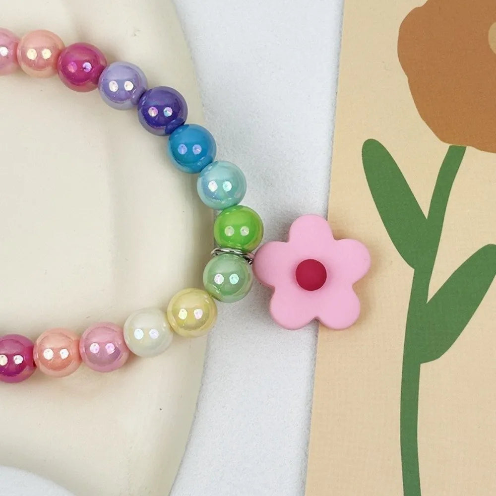 Cute Adjustable Beaded Cat Flower Pendant Candy Color Cat Pet Neck Chain Pet Jewelry Elastic Dog Cat Pet Collar Kitten Puppy