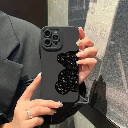 Floral Bear Painting Phone Case For iPhone 17 16 15 14 Pro Max 16E 13 12 11 16 Plus 17 Air Shockproof Soft Silicone Bumper Cover