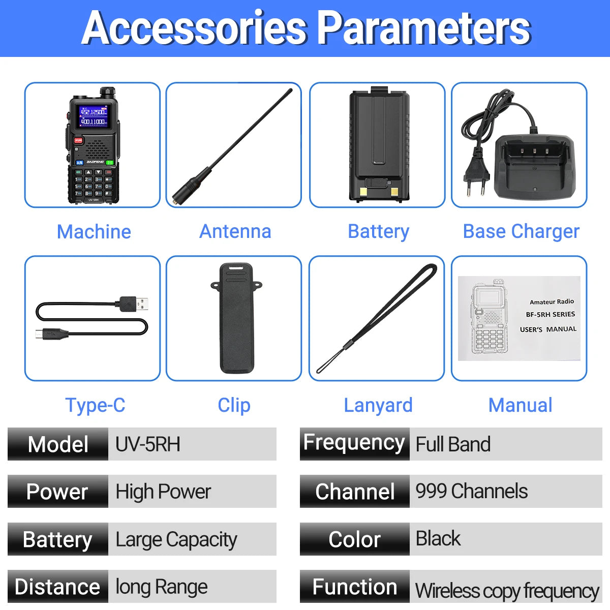 Baofeng UV 5RH 10W Air Band Walkie Talkie Long Range Wirless Copy Frequency Type-C Baofeng UV 5R MINI UV 21 PRO 2 Way Ham Radio