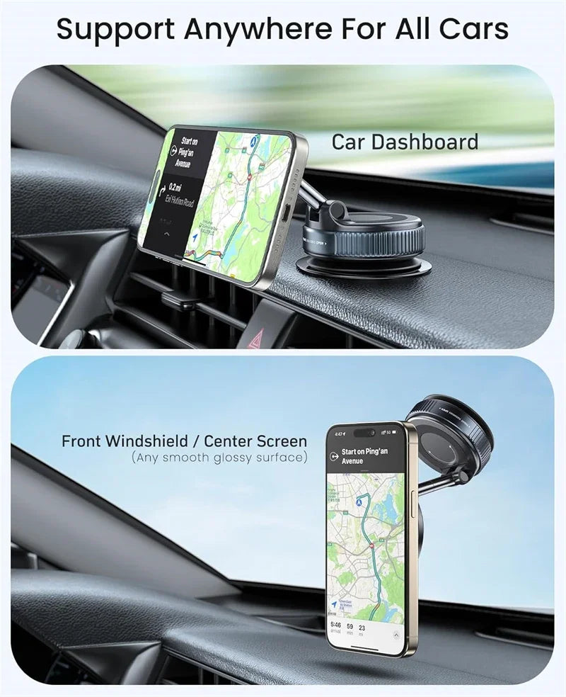 Car Phone Magnetic Stand Mechanical Vacuum Suction Cup Rotate 360° Magnetic Adsorption Bracket Navigation Universal Holder