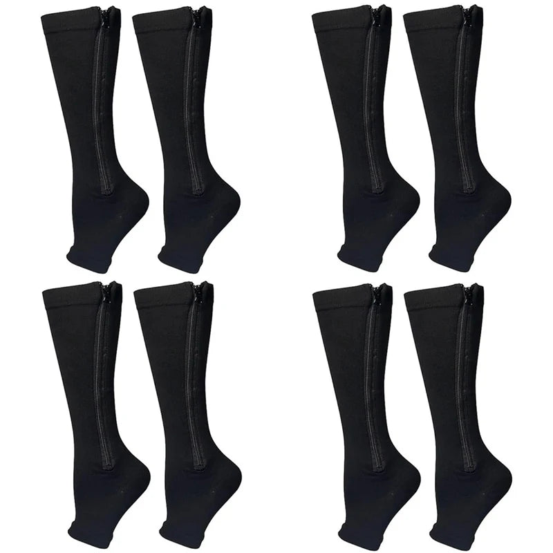 Zipper 4Compression Socks for Varicose Support Outdoor Running Fitness Hiking Anti-Fatigue Medical Care Diabetes Swelling Relief