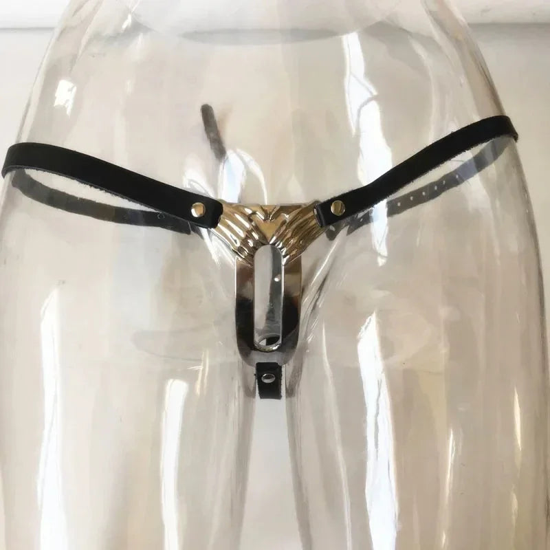 Stainless Steel Invisible Female Chastity Belt Sexy Briefs Leather Bondage Metal Chain Erotic Pants Adult Games BDSM Fetish Wear