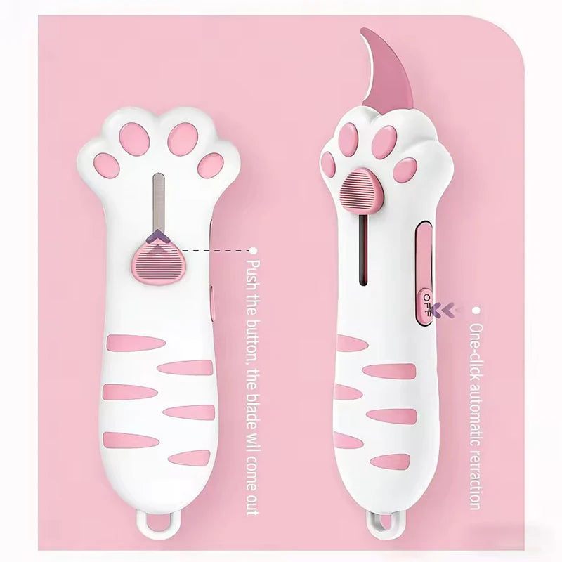 Retractable Cute Cat Paw Multi-Function Utility Knife, Portable and Safe Unboxing Tool, Office and Home Paper Cutting Gadget ﻿