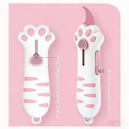Retractable Cute Cat Paw Multi-Function Utility Knife, Portable and Safe Unboxing Tool, Office and Home Paper Cutting Gadget ﻿