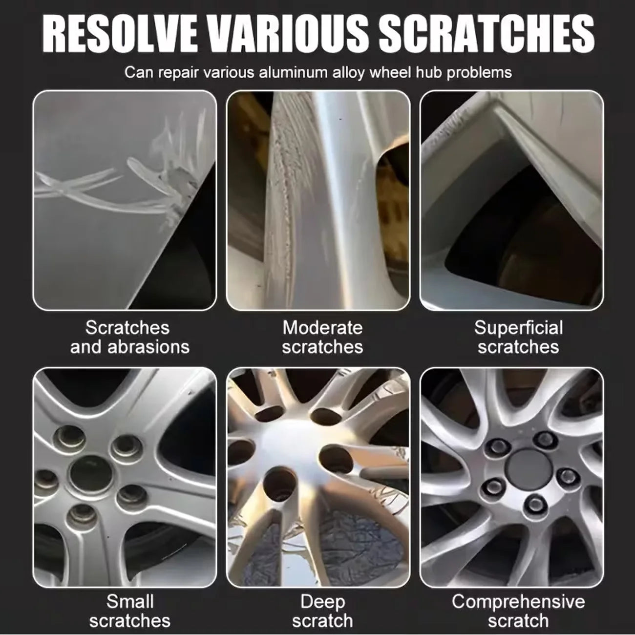 Silver Alloy Wheel Touch Up Paint Pen For Car Rim Scratch Curb Rash Repair Quick Fix Auto Detailing Tool
