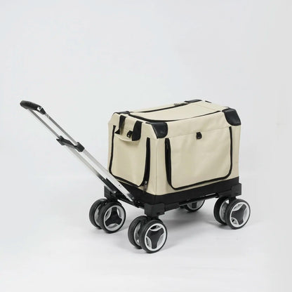 Large Wheel Breathable Pet Rolling Carrier Large Capacity Travel Bag For Two Cats Dogs Portable Car Pet Stroller