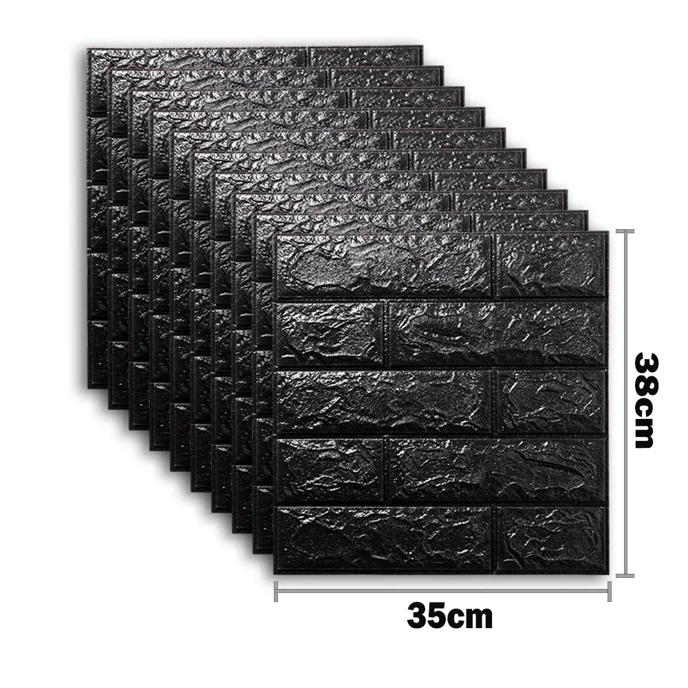 10pcs Self Adhesive Decor 3D Foam Wall Stickers Pane Room Waterproof Peel and Stick Brick Wallpaper for Interior Decoration