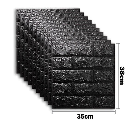 10pcs Self Adhesive Decor 3D Foam Wall Stickers Pane Room Waterproof Peel and Stick Brick Wallpaper for Interior Decoration
