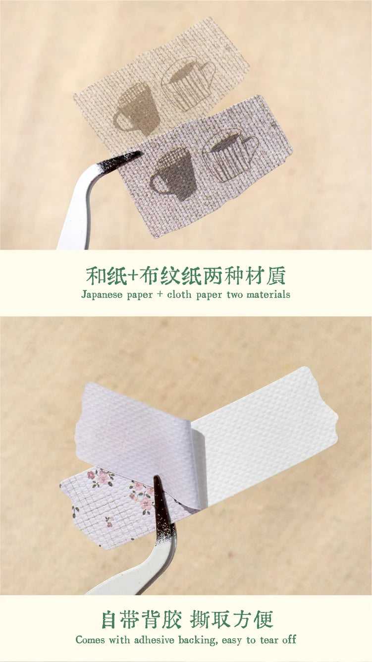 Journal GO 50pcs Dual Material Cloth Fabric Textured Stickers for Photo Frame Collage Junk Journal Scrapbooking diy Material