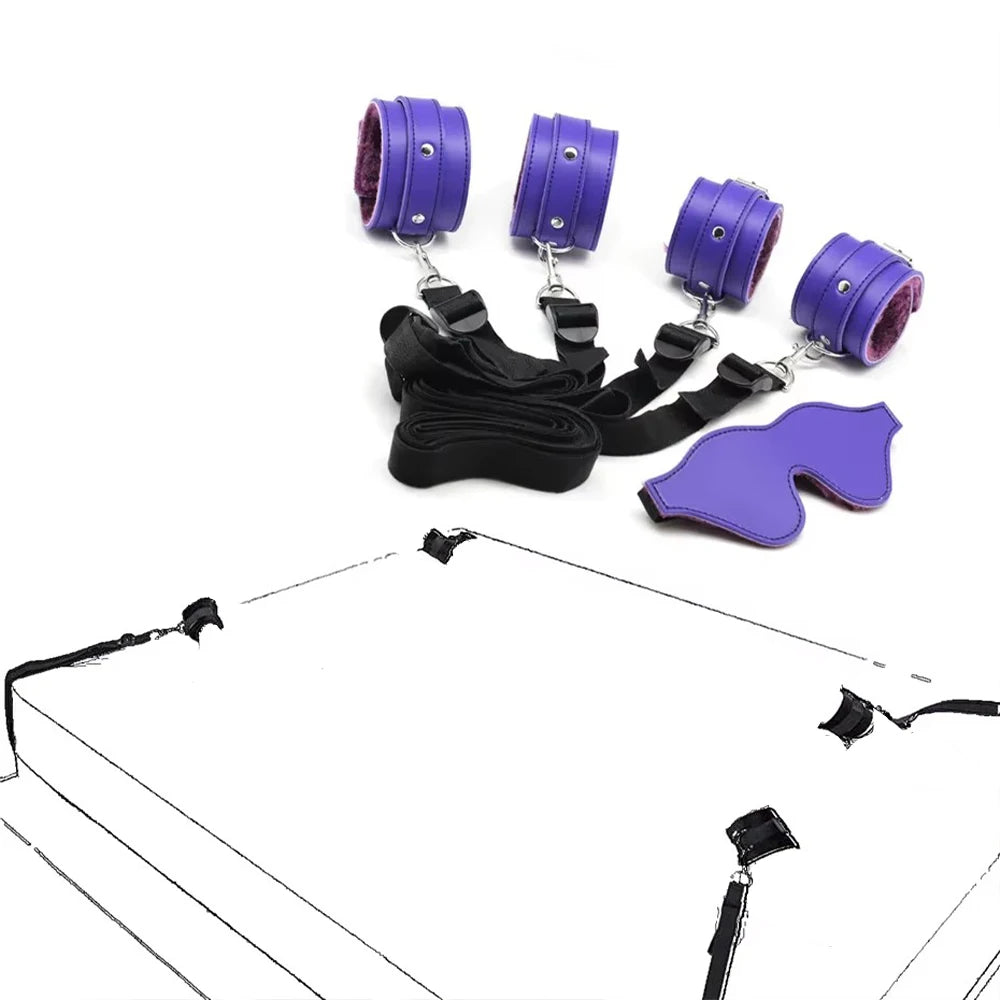Sex Toy Under Bed Bondage Restraint Set Handcuffs Ankle Cuffs BDSM Straps Adult Games Sex Products Erotic Toys For Couples