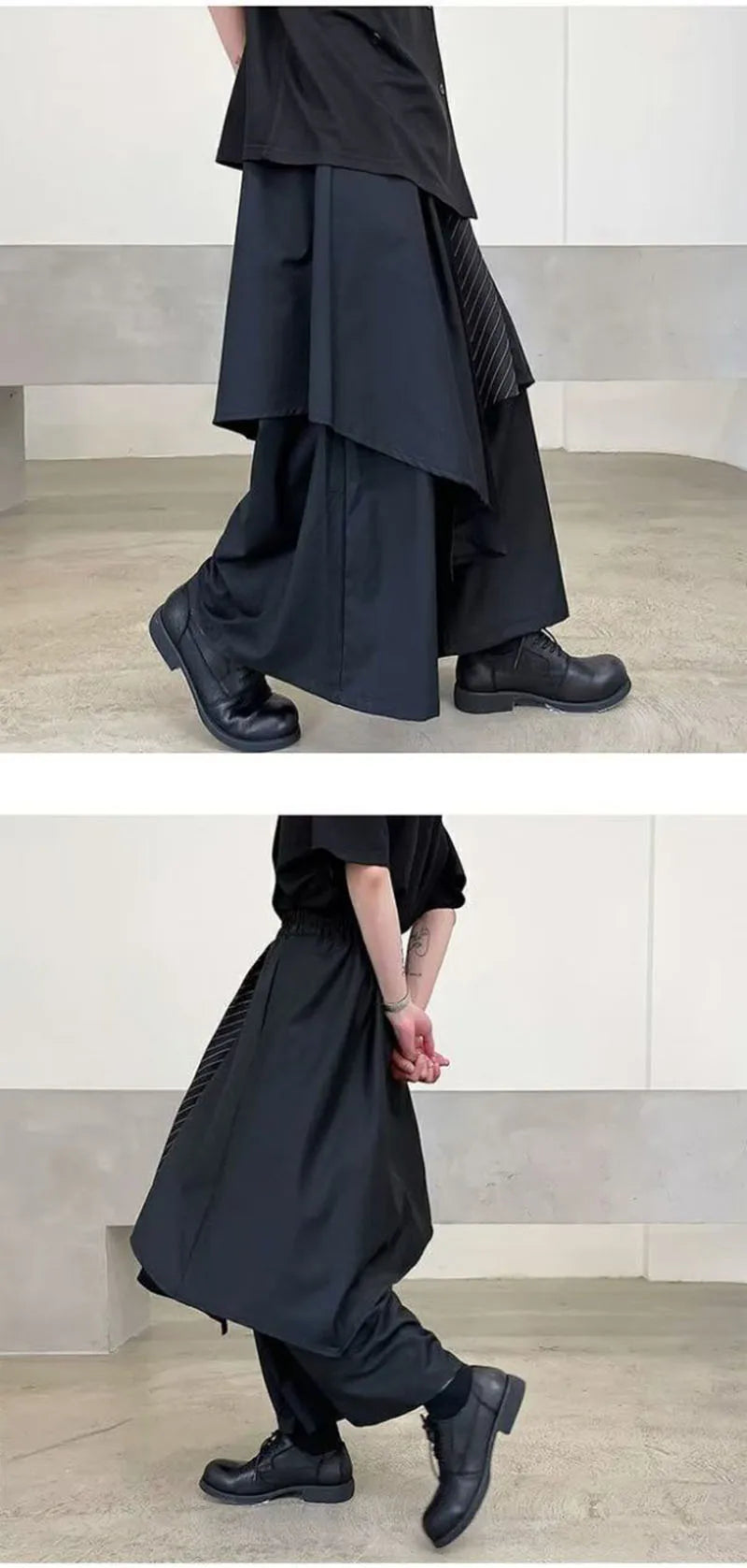 Women Skirts Pants Japaness Gothic Irregular Pants Women High Waist Black Long Pants Skirts Female Pleated Skirts Women Clothing