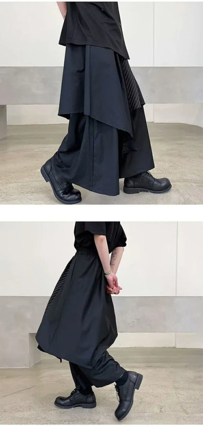 Women Skirts Pants Japaness Gothic Irregular Pants Women High Waist Black Long Pants Skirts Female Pleated Skirts Women Clothing