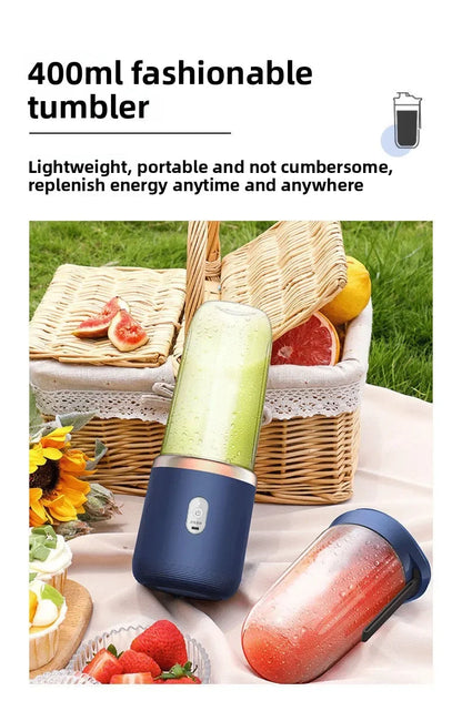 Portable Fruit Juicer Blenders Outdoor Personal Electric Mini Bottle Home USB Charge 6 Blades Double Cup Juicer Machine