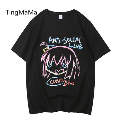 Unisex Anime Cos BOCCHI THE ROCK Hitori Gotoh Ljichi Nijika Cotton Casual Short Sleeve Tees High Quality Streetwear