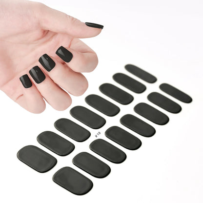 16Tips UV Semi-Cured Gel Nail Wraps Sticker 5D Pure Color Full Cover UV Lamp Gel Sticker Long-Lasting Nail Extension Patch Strip