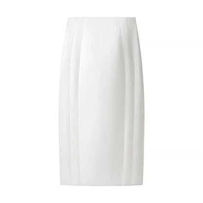 Tsiisd Commuting White Straight Leg Maxi Skirt Women Fashion High Waist Slim Casual Patchwork Party Outfit Female Maxi Skirt New