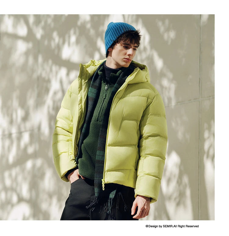 Semir Down Jacket Men Loose Hooded Puffer Three-Resistant Outerwear Heat-Generating Anti-Static 2026 New Winter Men's Wear