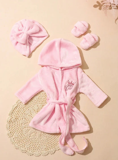 Newborn Photography Props Bathrobes Bath With Belt Shower Cap Outfit Photo Props for Infant Boys Girls Shoot  Accessories-HD