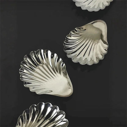 1pcs Retro French Stainless Steel Jewelry Ornament Storage Box Jewelry Storage Shell Storage Box Butter Dessert Fruits Plate