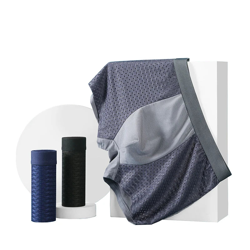 8pcs/set Men's Panties Ice Silk Mesh Men Underwear Breathable Men's Underpant Fashion Panties Male Solid Color Boxer Shorts