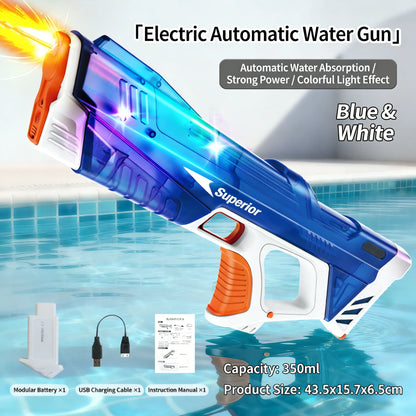 New Electric Water Guns Children Wholesale AutomaticWater Absorption Battery DisplayLarge Capacity Boys' Water PlayToyWater Gun