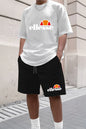 Men's Summer Casual and Fashionable Round Neck Short Sleeved T-shirt+shorts Breathable Sports Set Two-piece Set