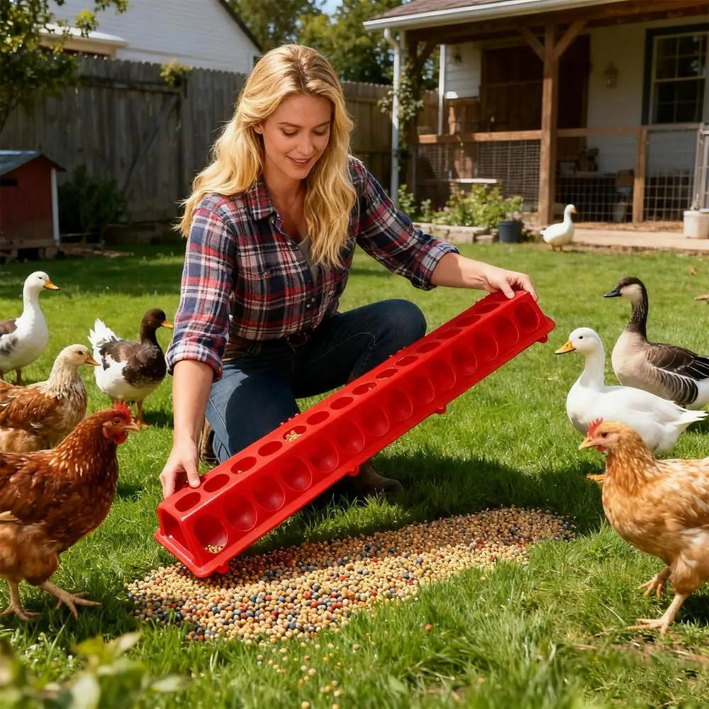 Pigeon Feeder 28-hole Long Large Capacity Pet Supplies Baby Chick Feeder for Coop Quail Duckling Duck Food Hen Rooster Pet Treat