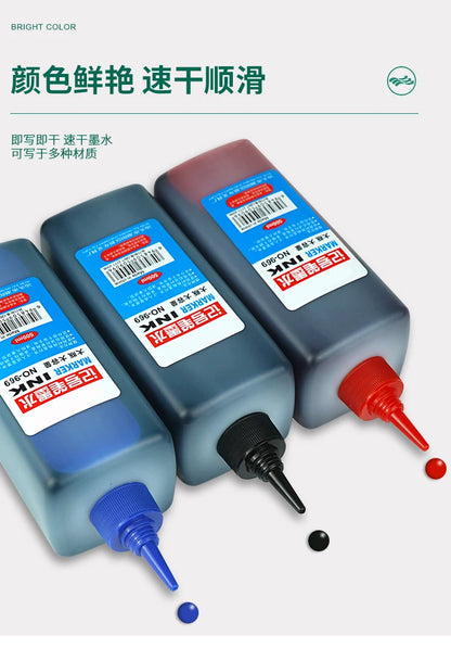 1 Box 500ml Permanent Marker Ink,Oily,Quick-Drying,Waterproof And Non-Fading,Non-Erasable 3 Colors Marker Ink Filler Liquid