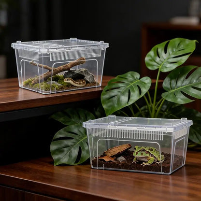Hot Sale Clear Plastic Reptile Terrarium Ventilated Breeding Box For Lizards Snakes And Small Pets