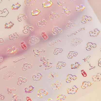 Luxury 5D Floral Nail Art Stickers Gold Silver Chinese Style Metal Frame Shiny Crystal Rhinestone Self Adhesive Manicure Decal
