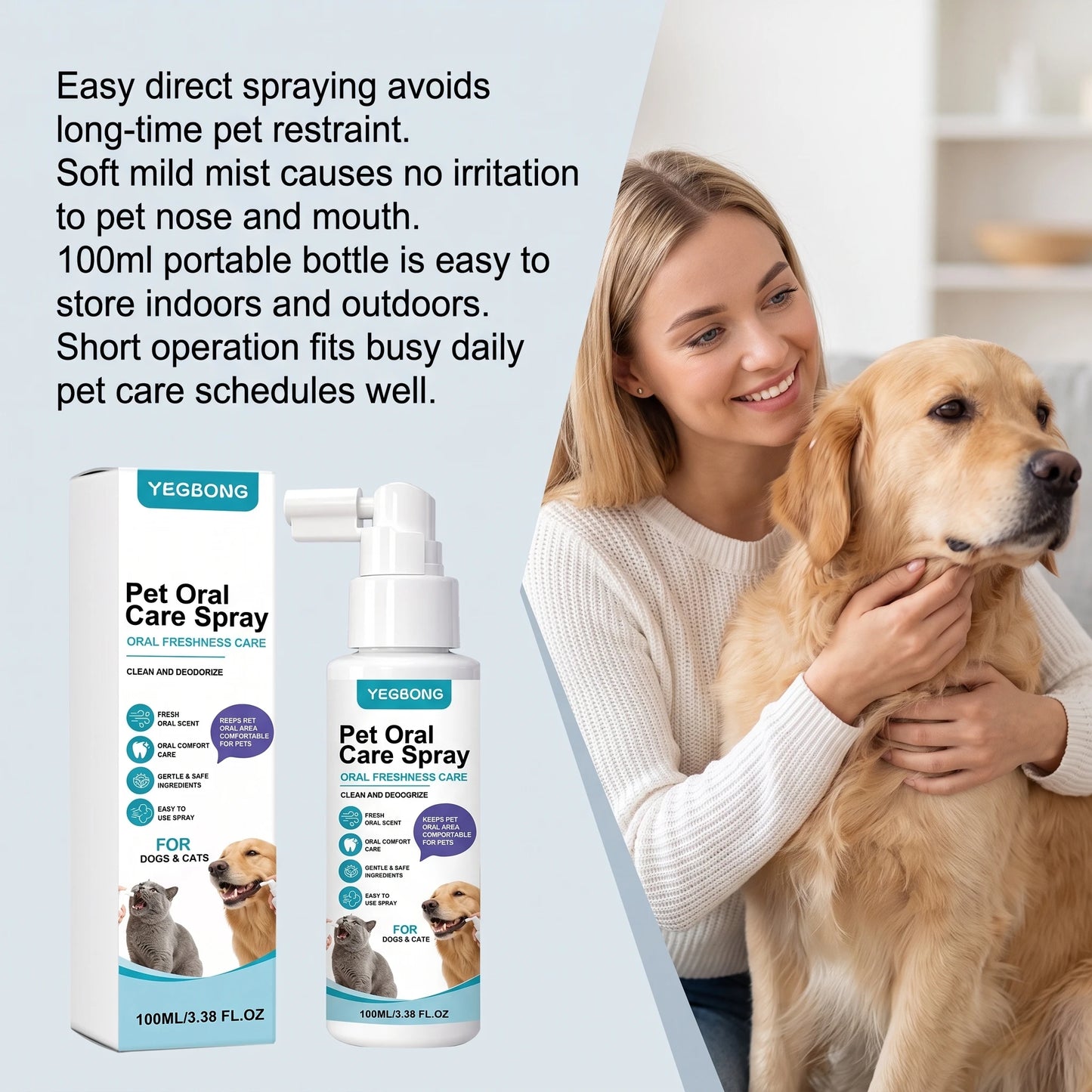 Pet Oral Care Spray Teeth Cleaning Freshing Breath Remove Plaque Tartar Bad Breath Protect Gum No Brushing Pet Dental Care Spray