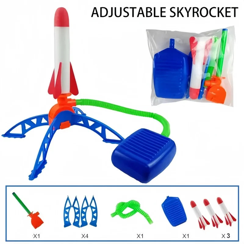 Air Rocket Foot Pump Launcher Outdoor Rocket Impact Flying Soaring Rocket Toy Feet Jumping Sport Puzzle Assemble Toy