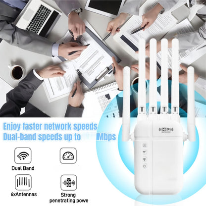 Wireless WiFi Repeater Router AP Signal Amplifier, High Speed WiFi Signal Booster Extender 10000 Square Feet Wide Coverage Area