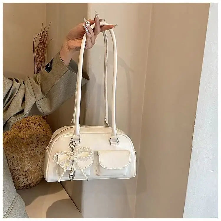 Fashionable Underarm Bow Bag for Women 2024 Korean Edition New Simple Leisure Pillow Bag Trendy Versatile Shoulder Bag