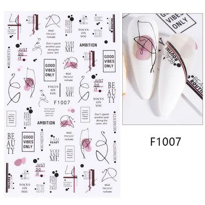 1PCS Marbled Nail Sticker 3D Abstract Lines Sticker Nail Art Supplies Nail Decals Y2K Laser Butterfly Ladies Nail Art Decoration